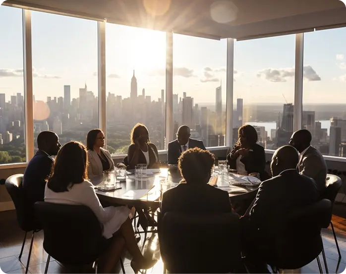 Business travellers in a meeting